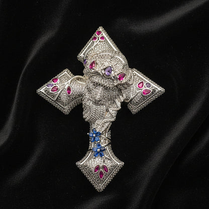 Moissanite 7.40 ctw Jesus Face Cross Pendant