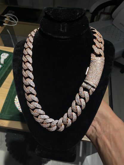 20MM VVS Rose Gold Mosaic Handset Cuban Link