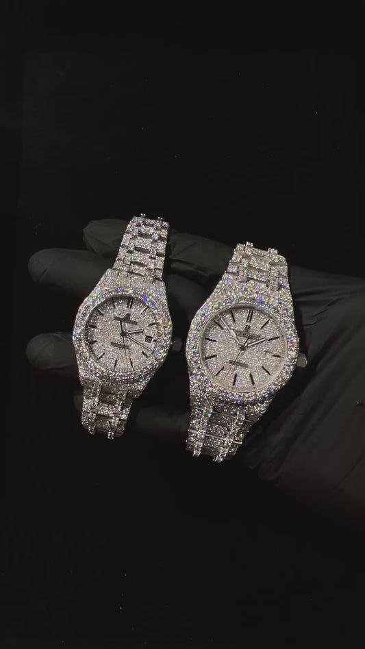 His & Hers VVS Custom Moissanite (41MM & 36MM) Bundle Set