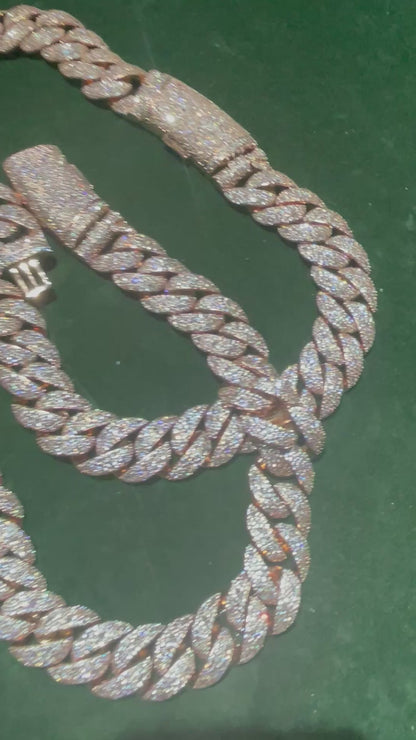 20MM VVS Rose Gold Mosaic Handset Cuban Link