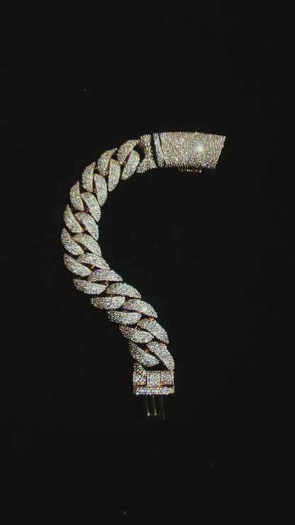 20MM VVS Rose Gold Mosaic Handset Cuban Link Bracelet
